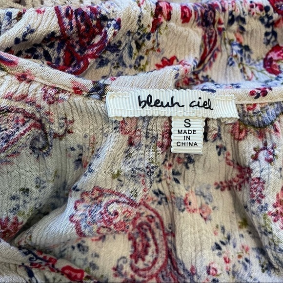 Bleuh Ciel Paisley Printed Embroidered Bohemian Top Blouse Small - Picture 4 of 5